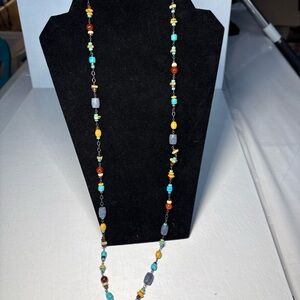 Silpada N1676  Multi Stone Necklace, 35" Howlite, Jasper, Coral, Tiger Eye
